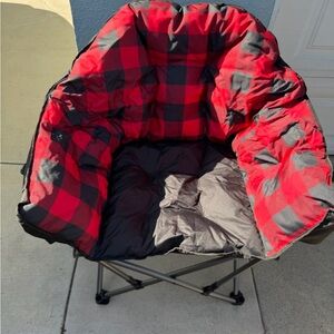 Cozy Red and Black Plaid Folding Chair
